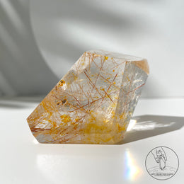 金銅髮晶隨形黃膠花共生