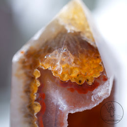 紅瑪瑙砂糖晶洞柱黃金療癒者共生