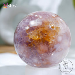 紫水晶粉紅櫻花瑪瑙球黃金療癒者黃鐵礦共生