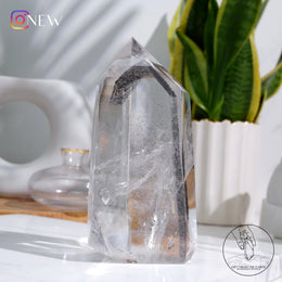 白水晶柱金字塔黑幽靈共生