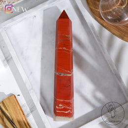 紅碧玉柱白水晶共生