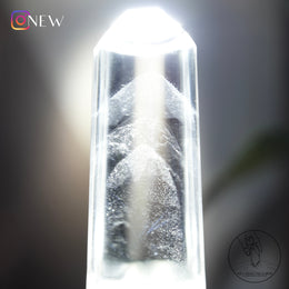 藍針白水晶柱白幽靈金字塔共生