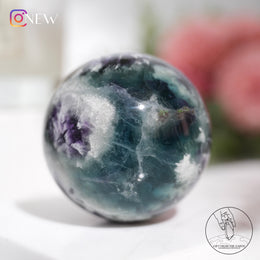藍綠紫羽毛螢石球