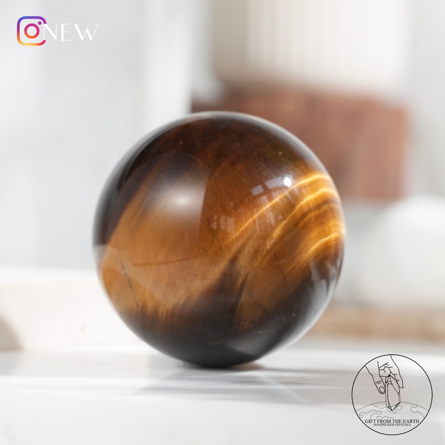 Yellow tiger's eye sphere