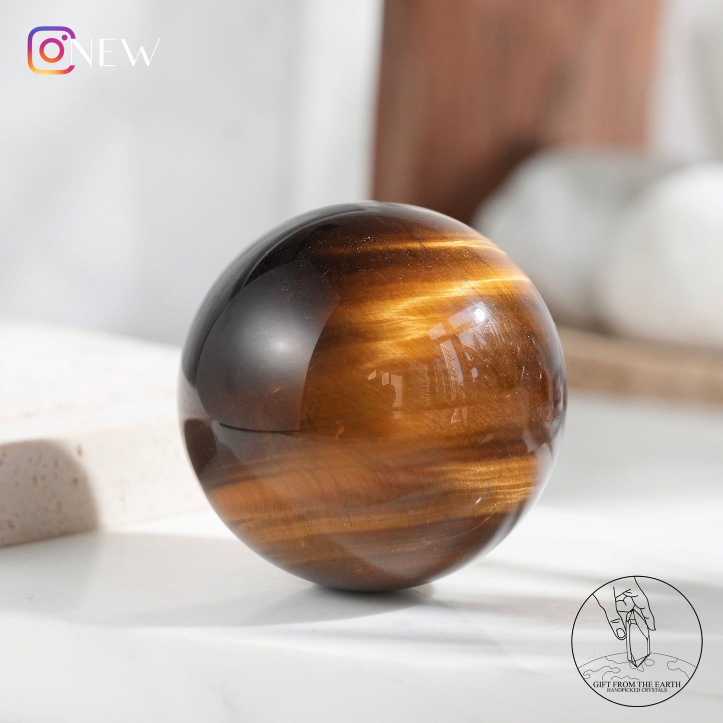 Yellow tiger's eye sphere