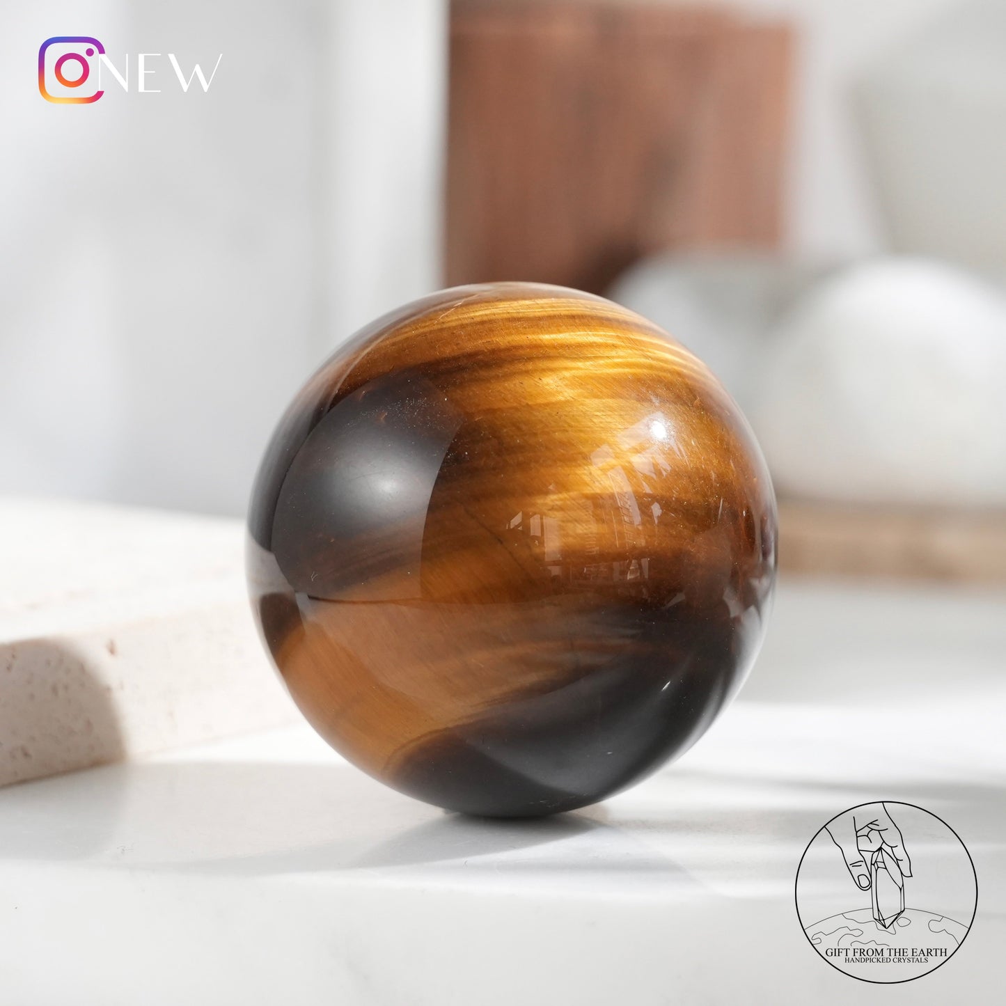 Yellow tiger's eye sphere