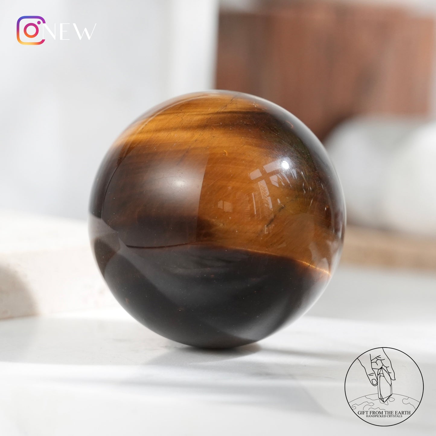 Yellow tiger's eye sphere