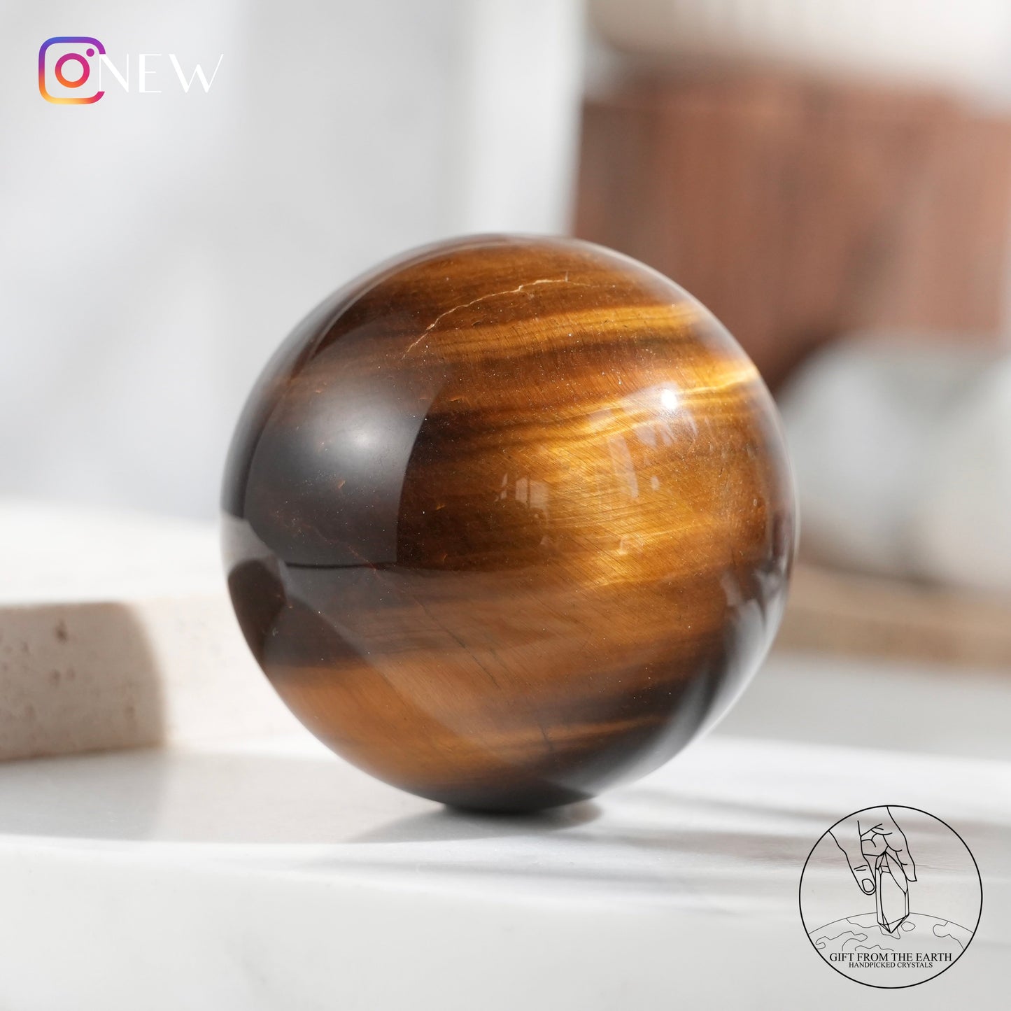 Yellow tiger's eye sphere