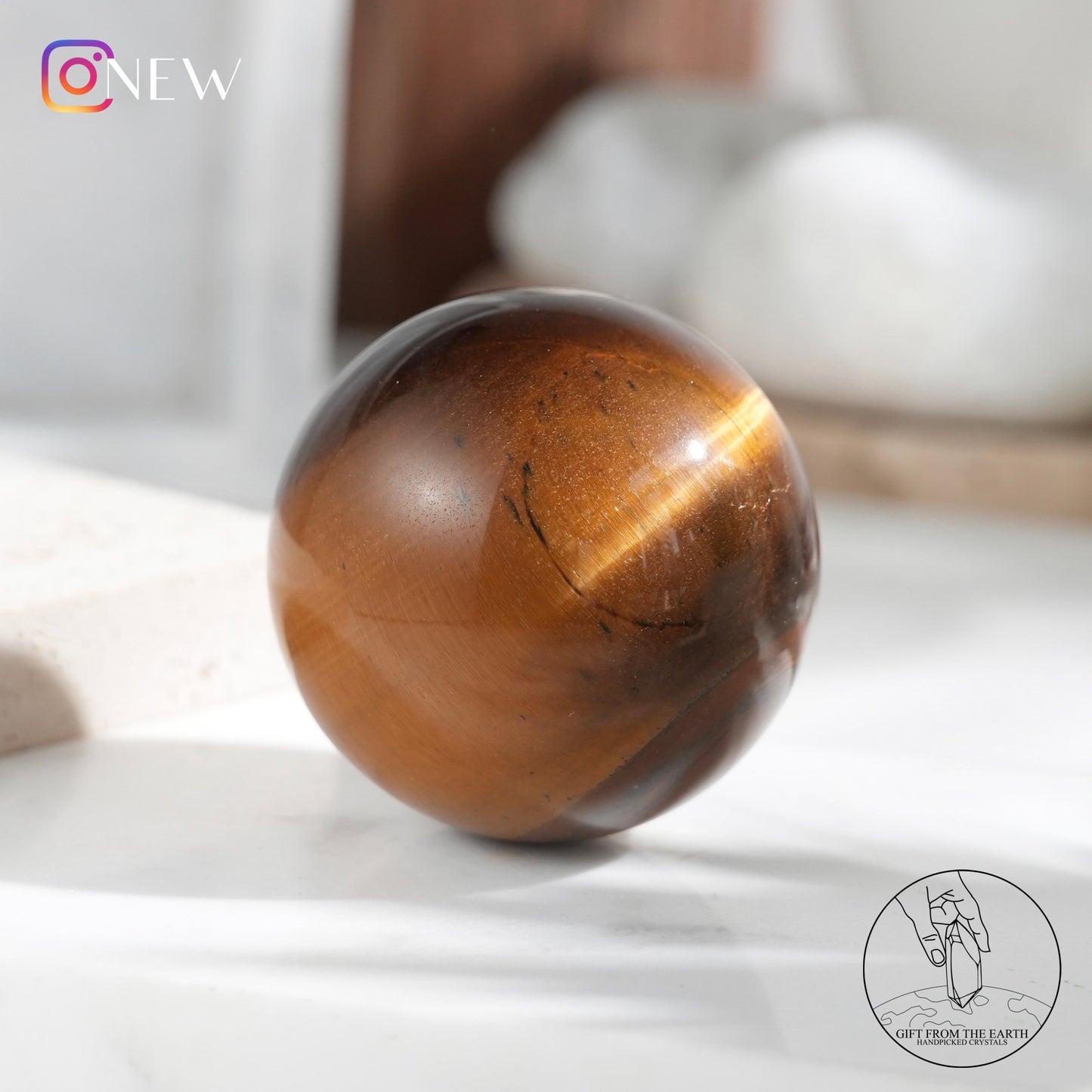 Yellow tiger's eye sphere