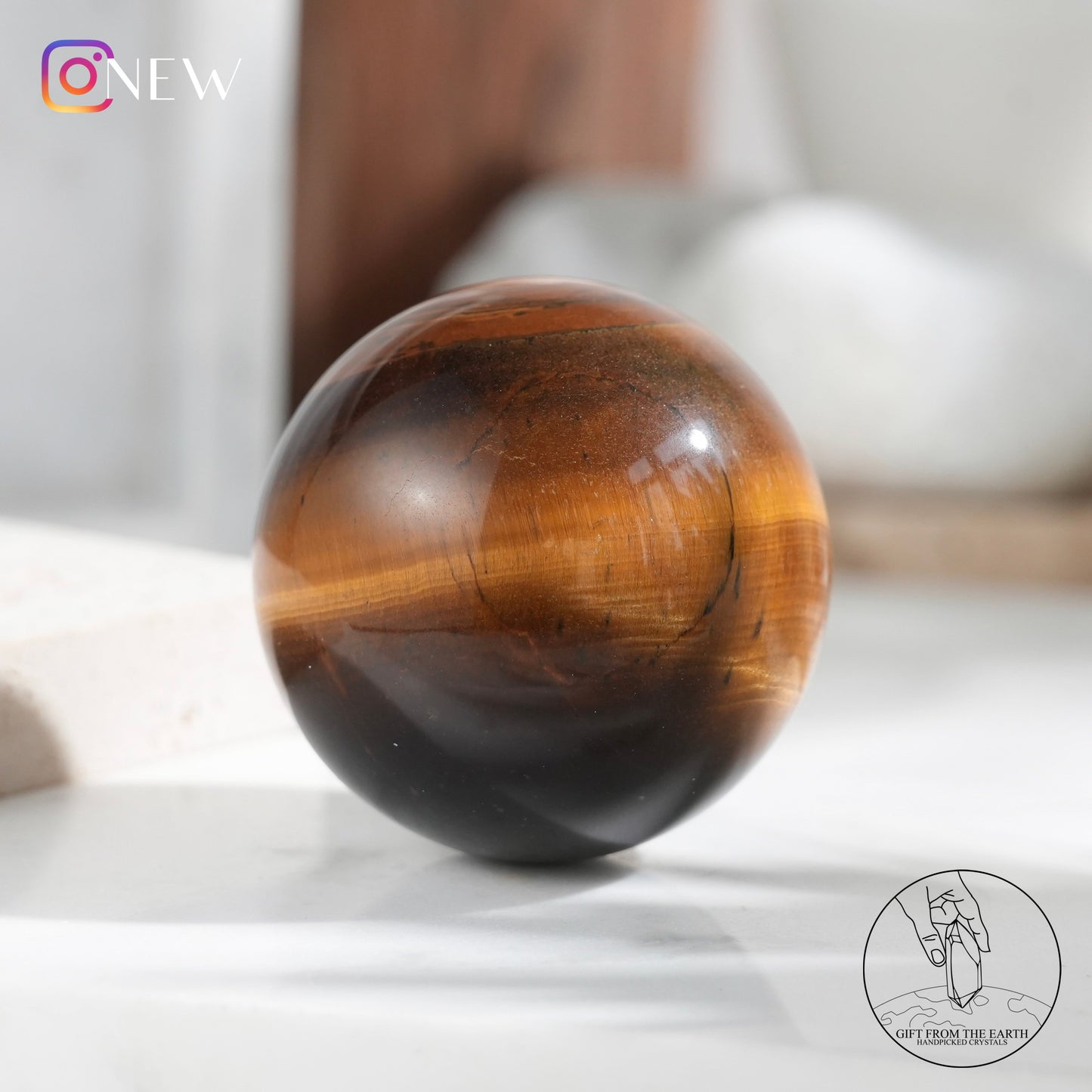 Yellow tiger's eye sphere