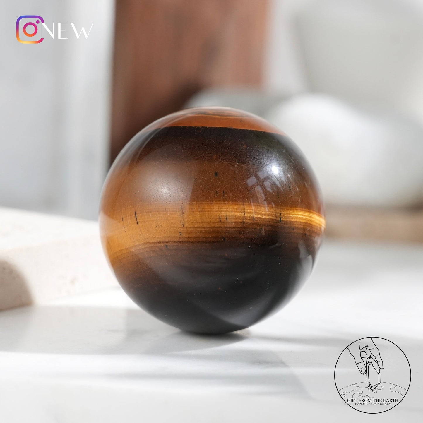 Yellow tiger's eye sphere