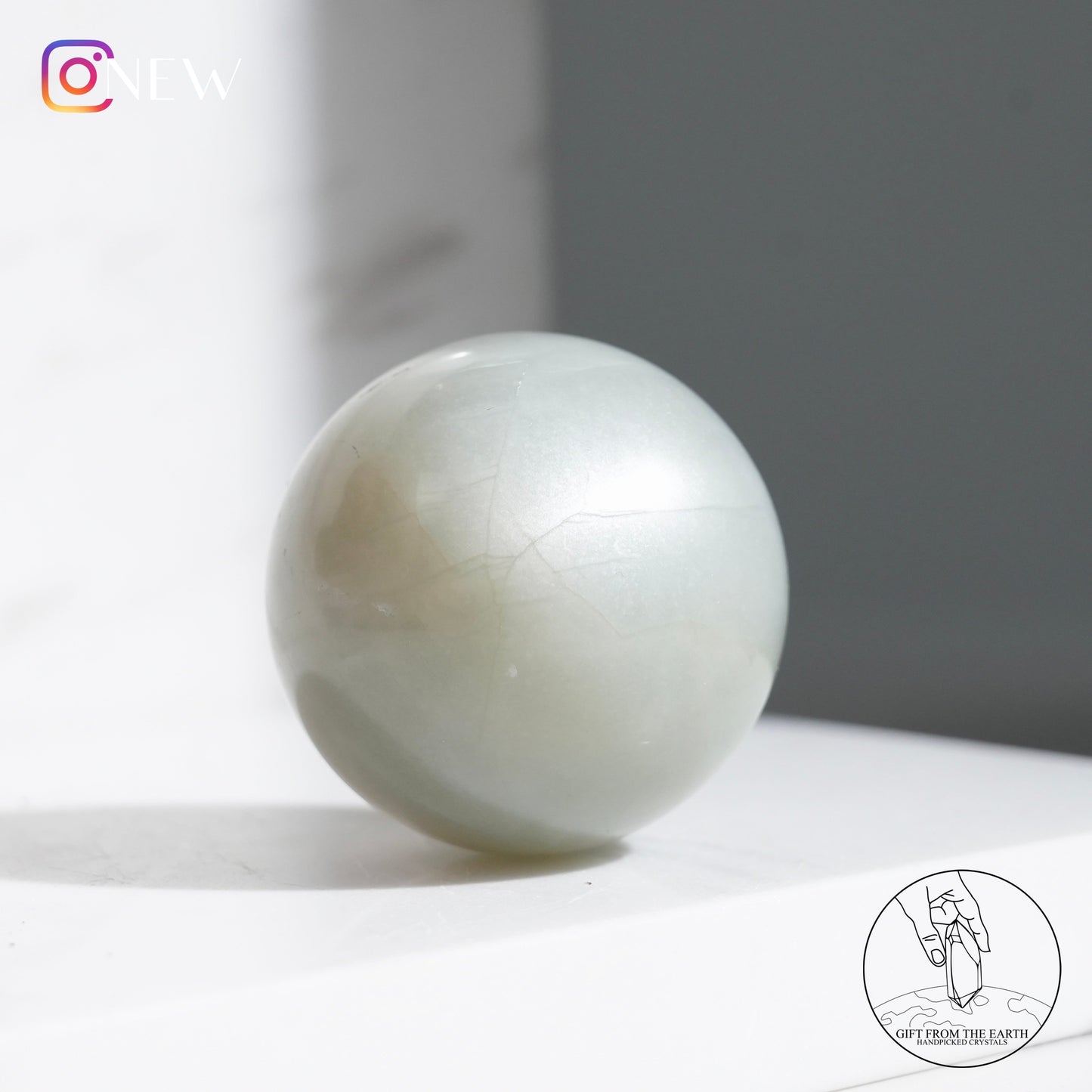 Tanzanian green moonstone sphere