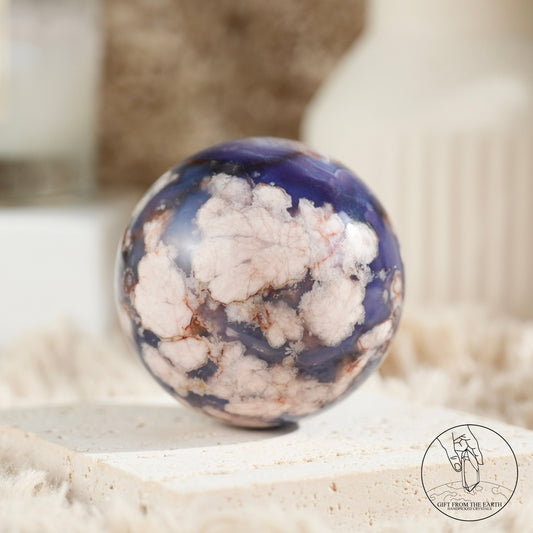 Blue blossom agate sphere