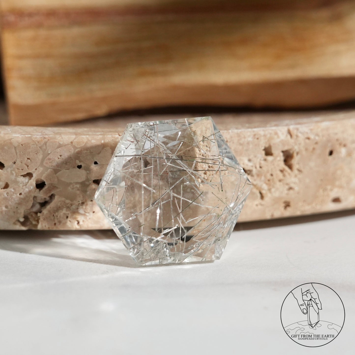 Silver rutilated quartz Starry of David