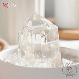 半打磨藍針白水晶柱