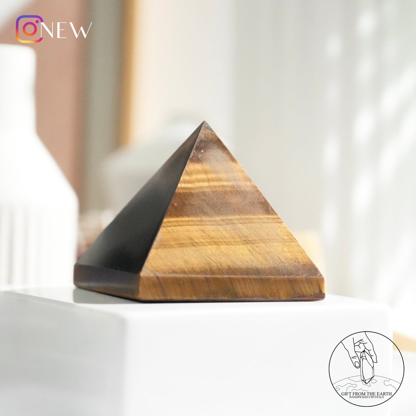 Yellow tiger's eye pyramid