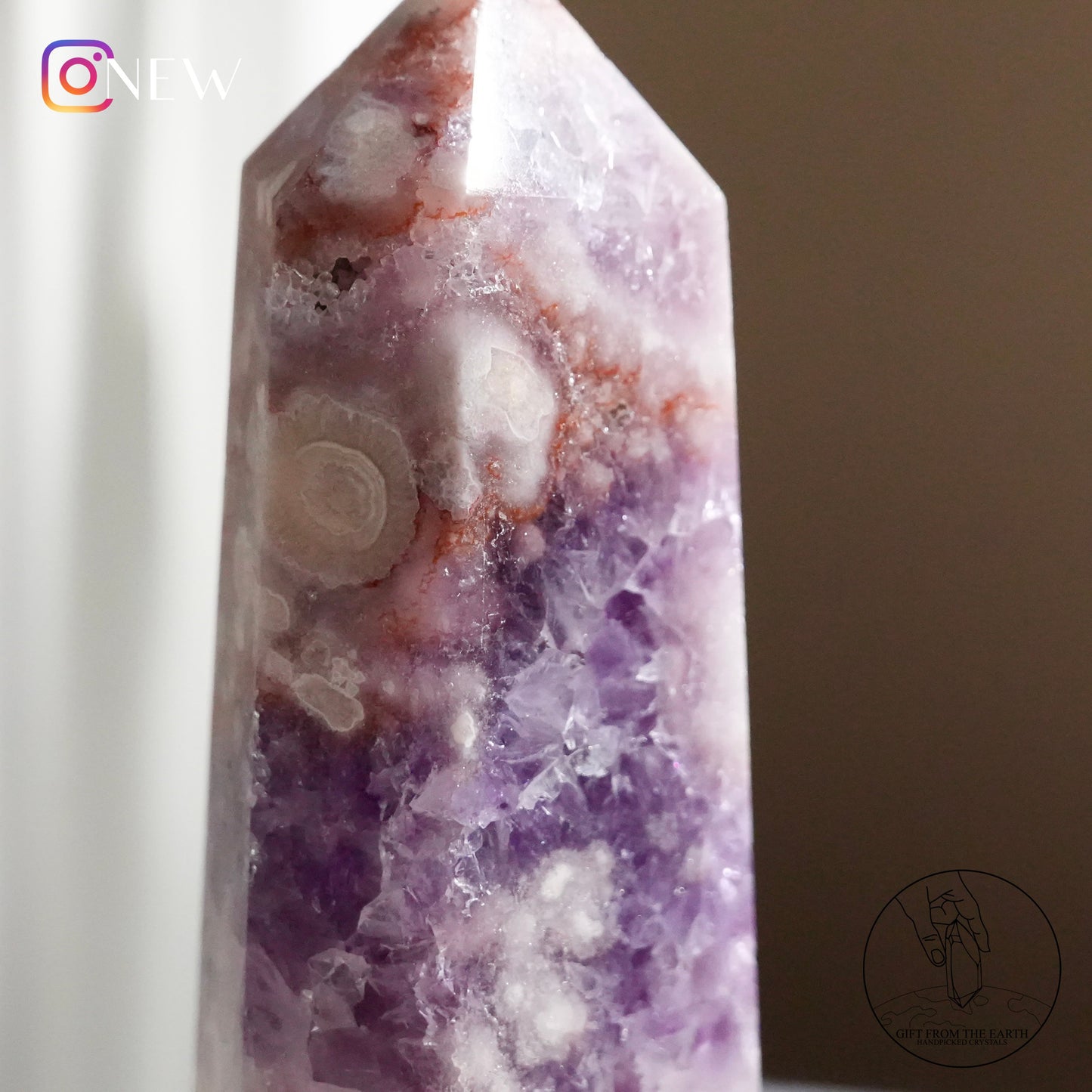 Amethyst blossom agate point