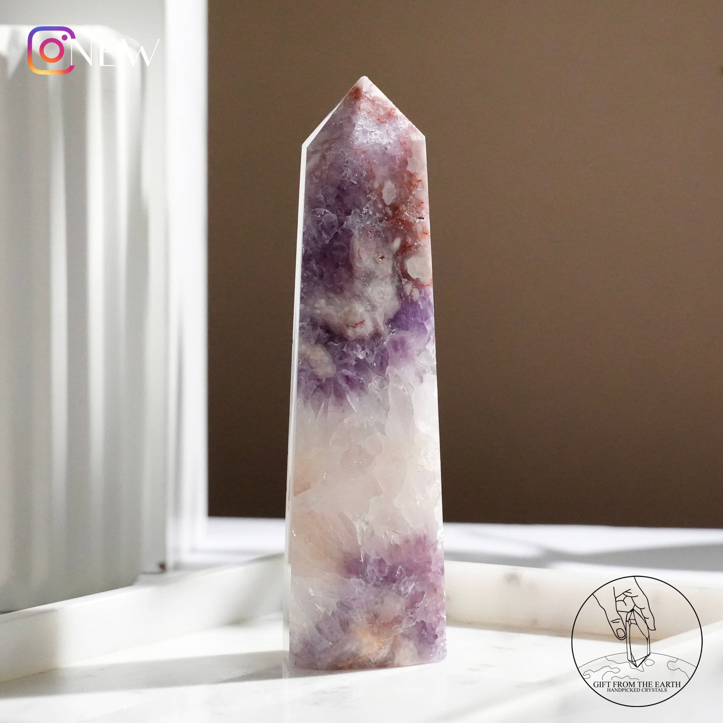 Amethyst blossom agate point