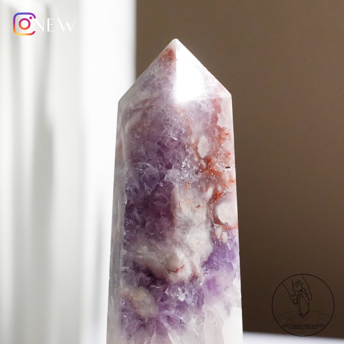 Amethyst blossom agate point