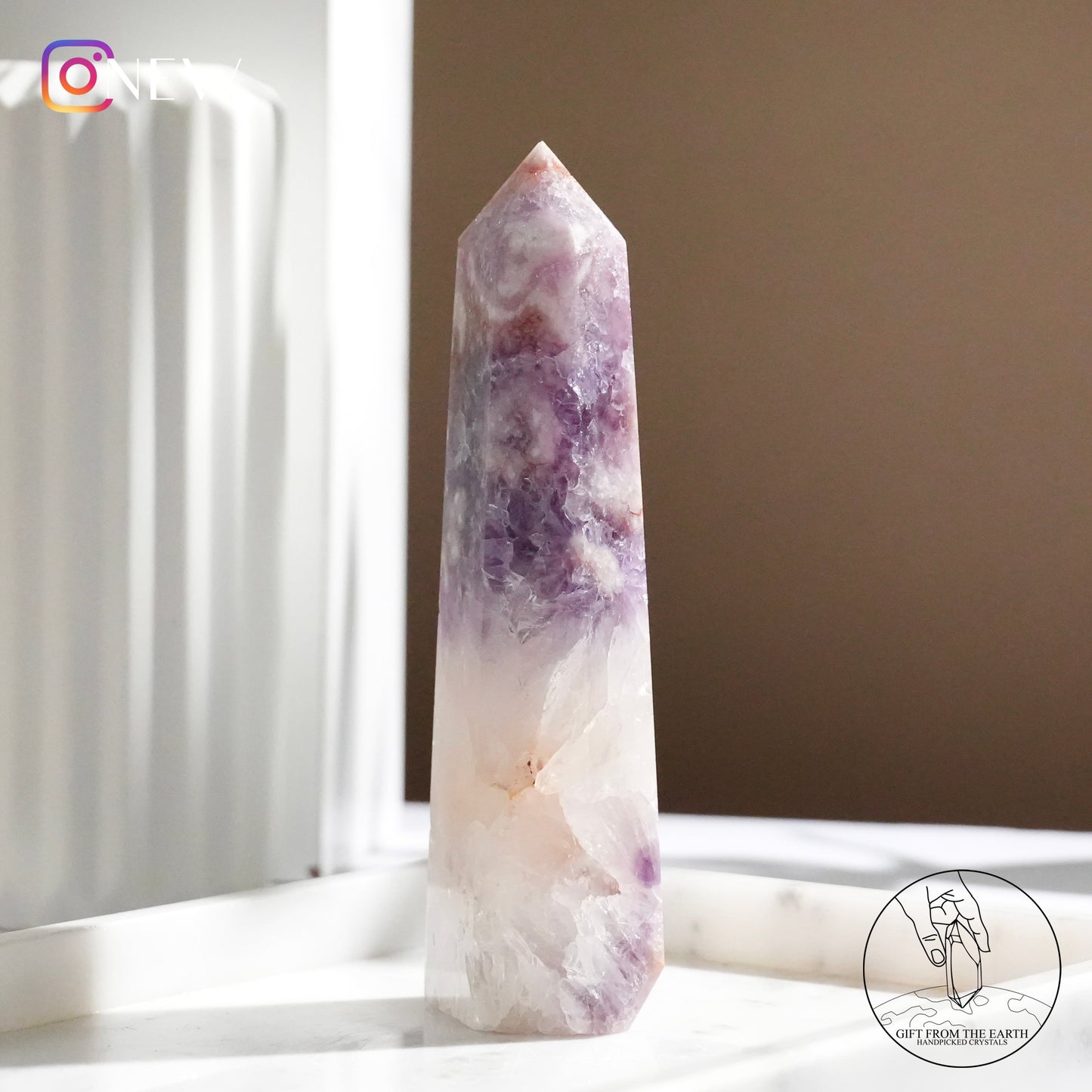 Amethyst blossom agate point