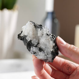 Moonstone Raw Stone Black Tourmalinewith