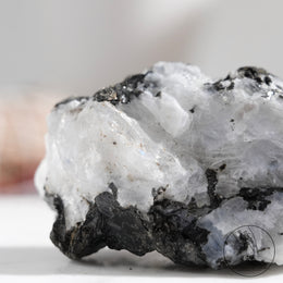 Moonstone Raw Stone Black Tourmalinewith