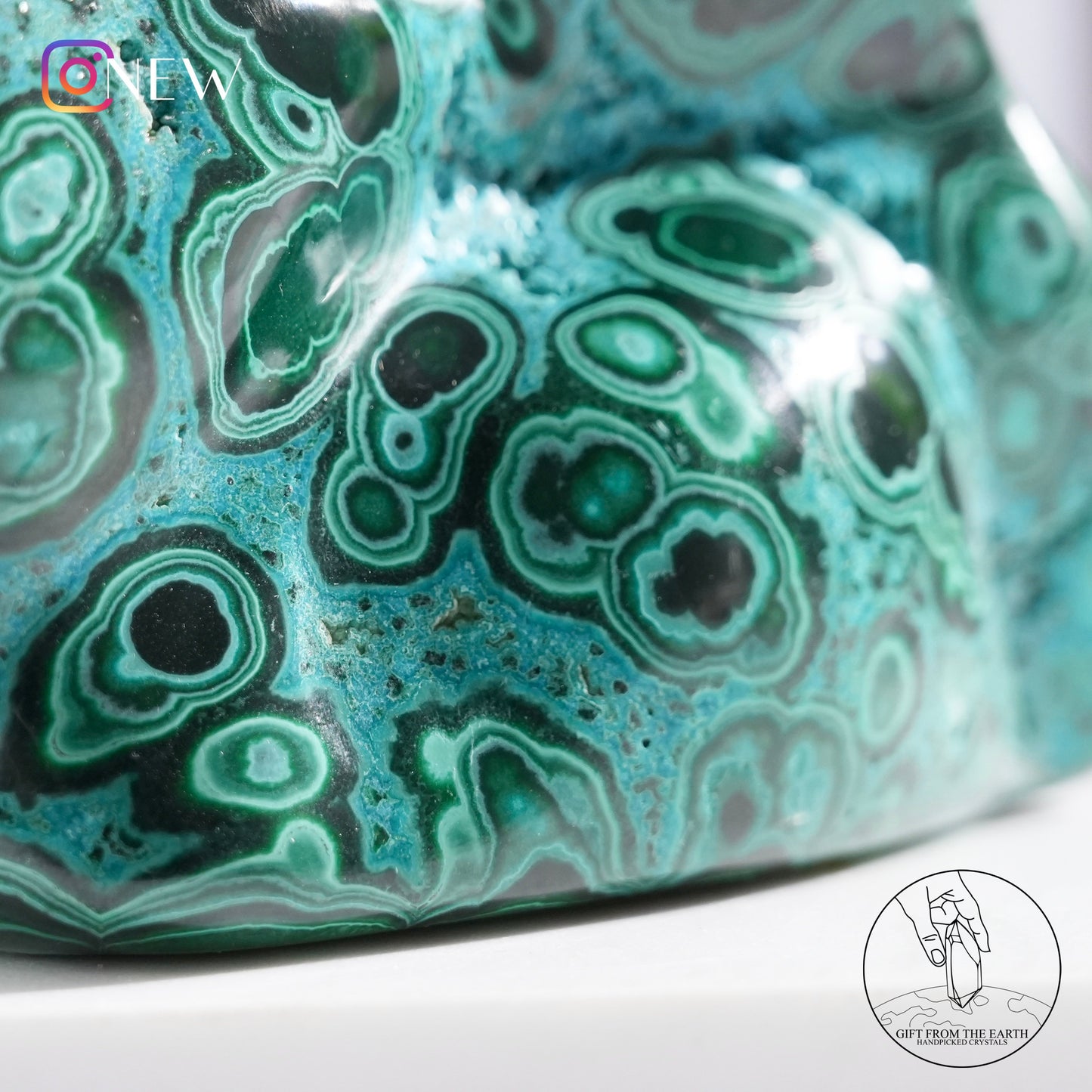 Half-polished chrysocolla freeform