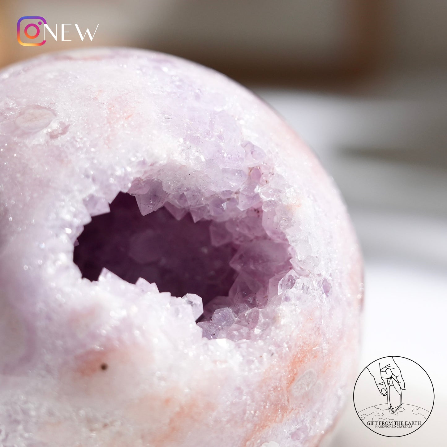 Pink-purple amethyst blossom agate sphere