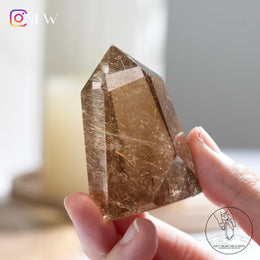 晶中晶金髮晶柱白幽靈共生