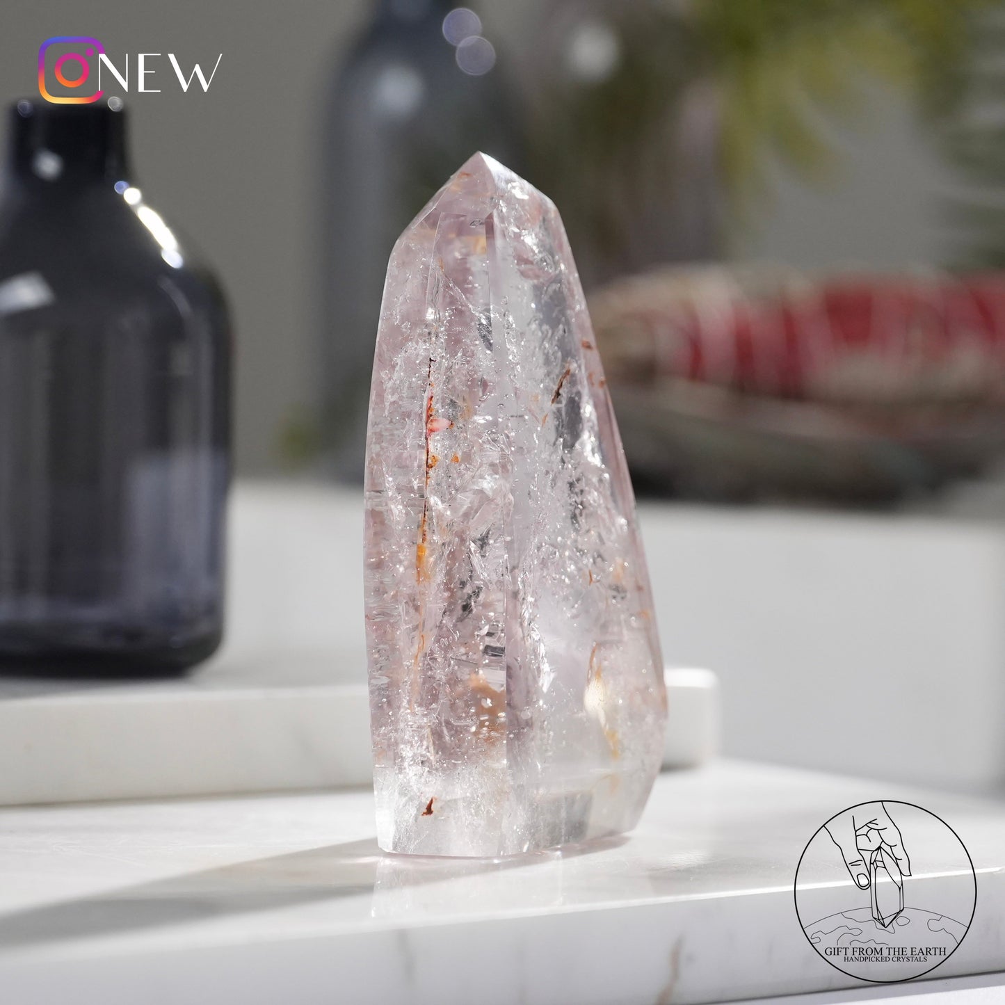 Enhydro purple Skeletal quartz point