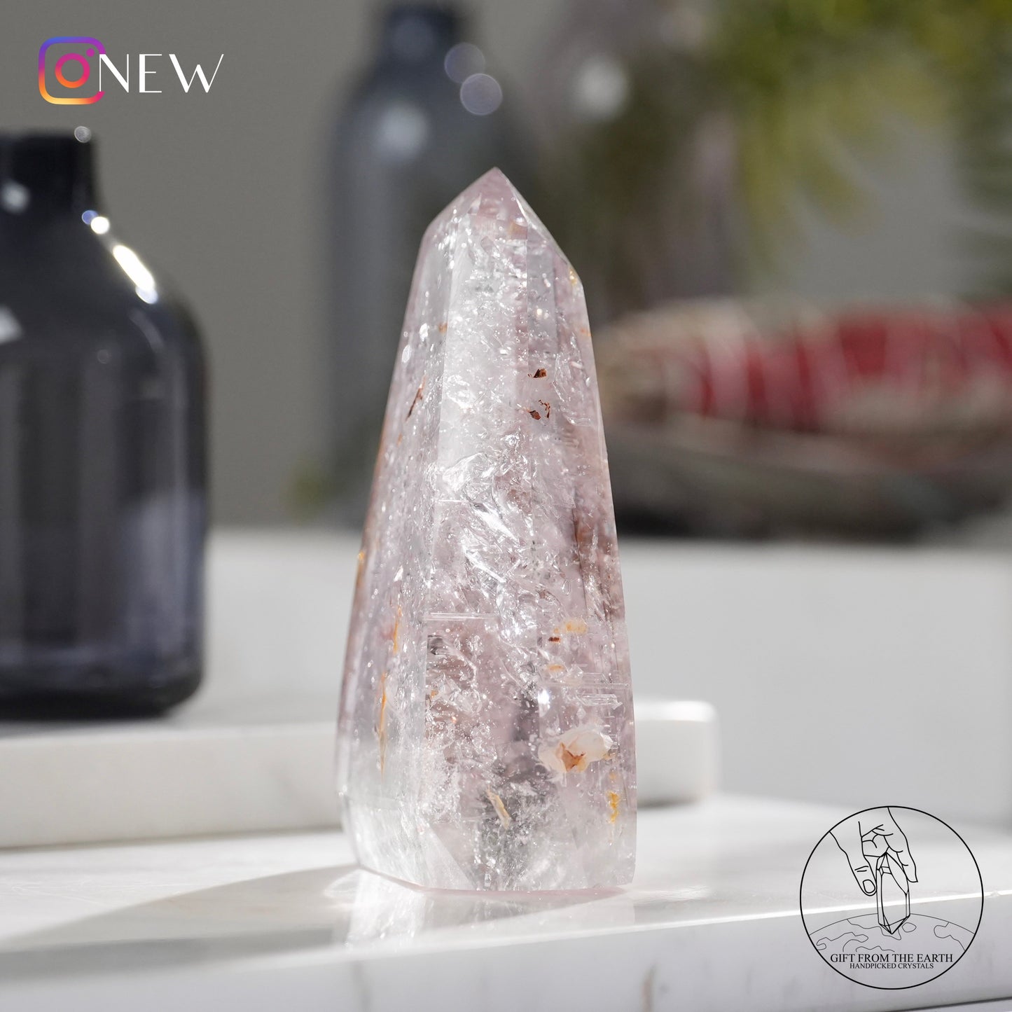 Enhydro purple Skeletal quartz point