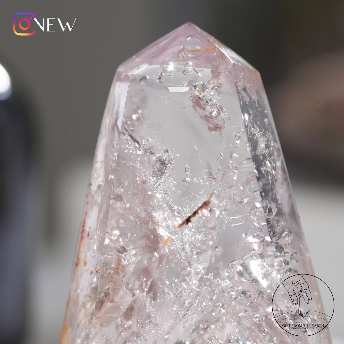 Enhydro purple Skeletal quartz point