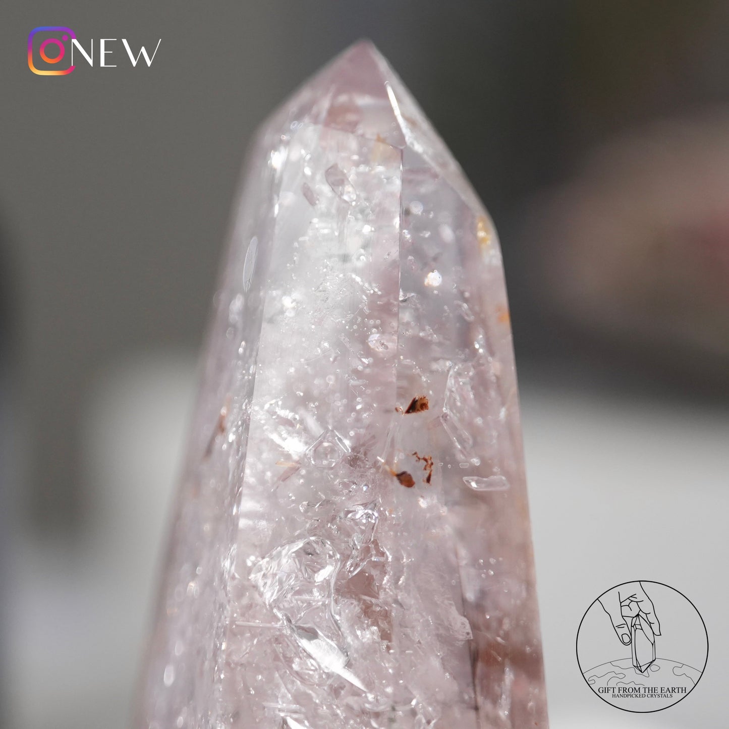 Enhydro purple Skeletal quartz point