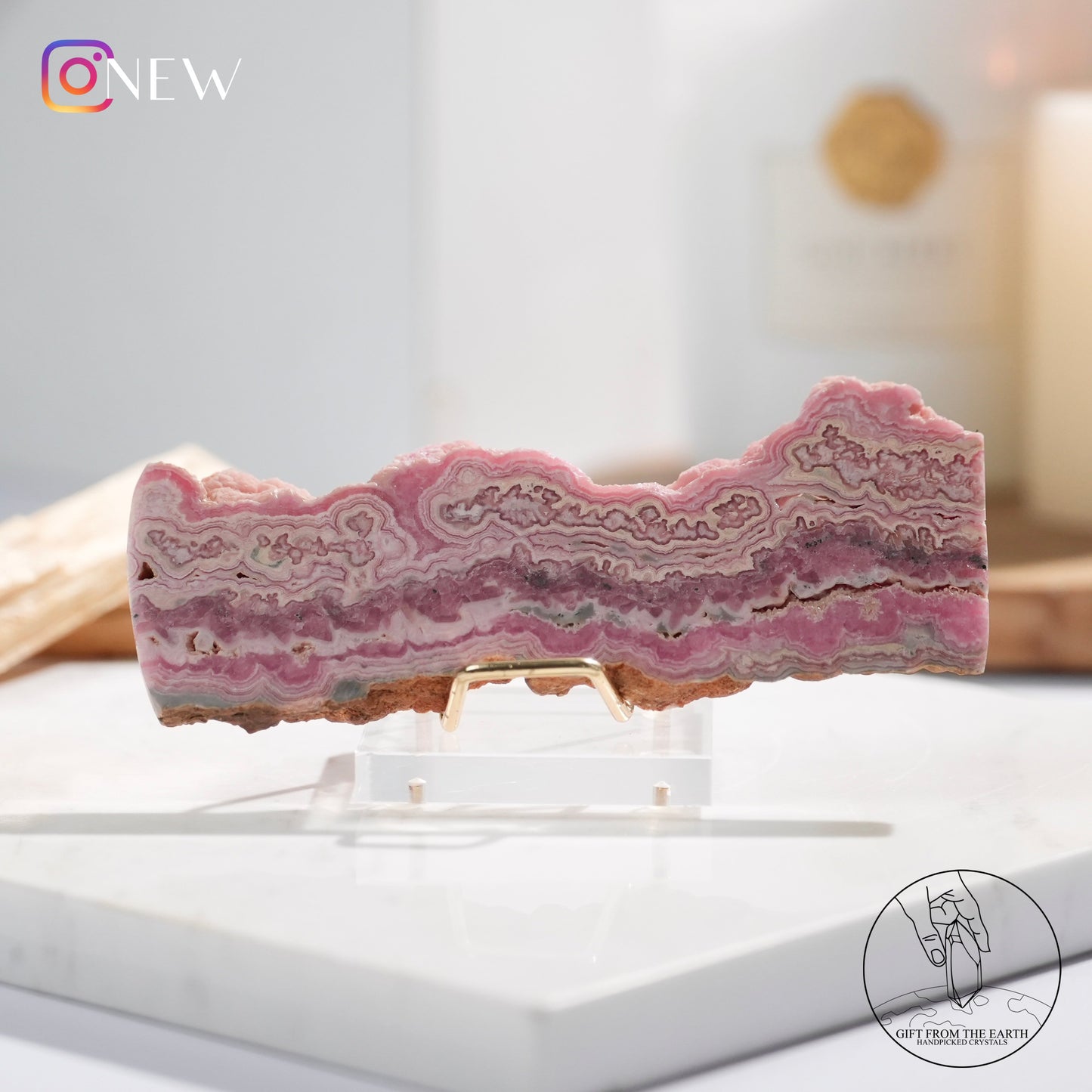 Argentinian rhodochrosite slice