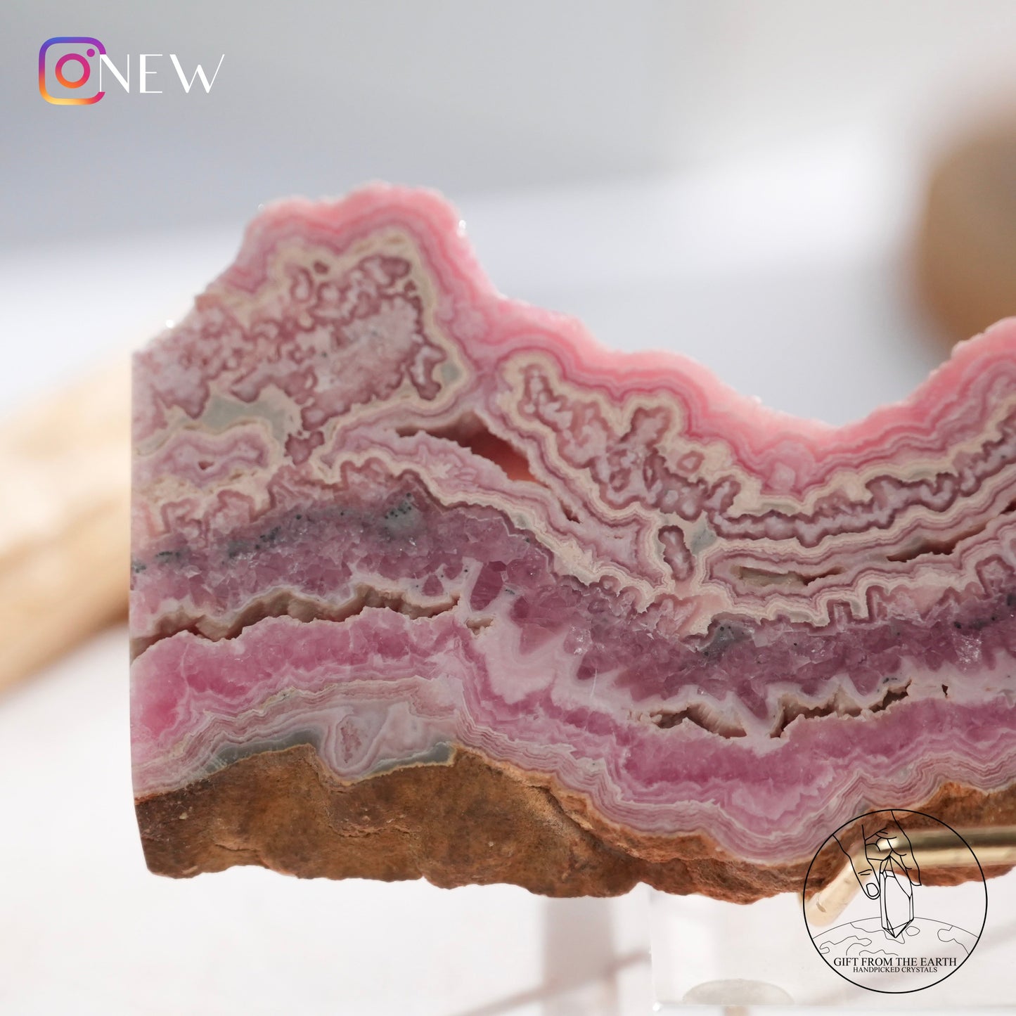 Argentinian rhodochrosite slice