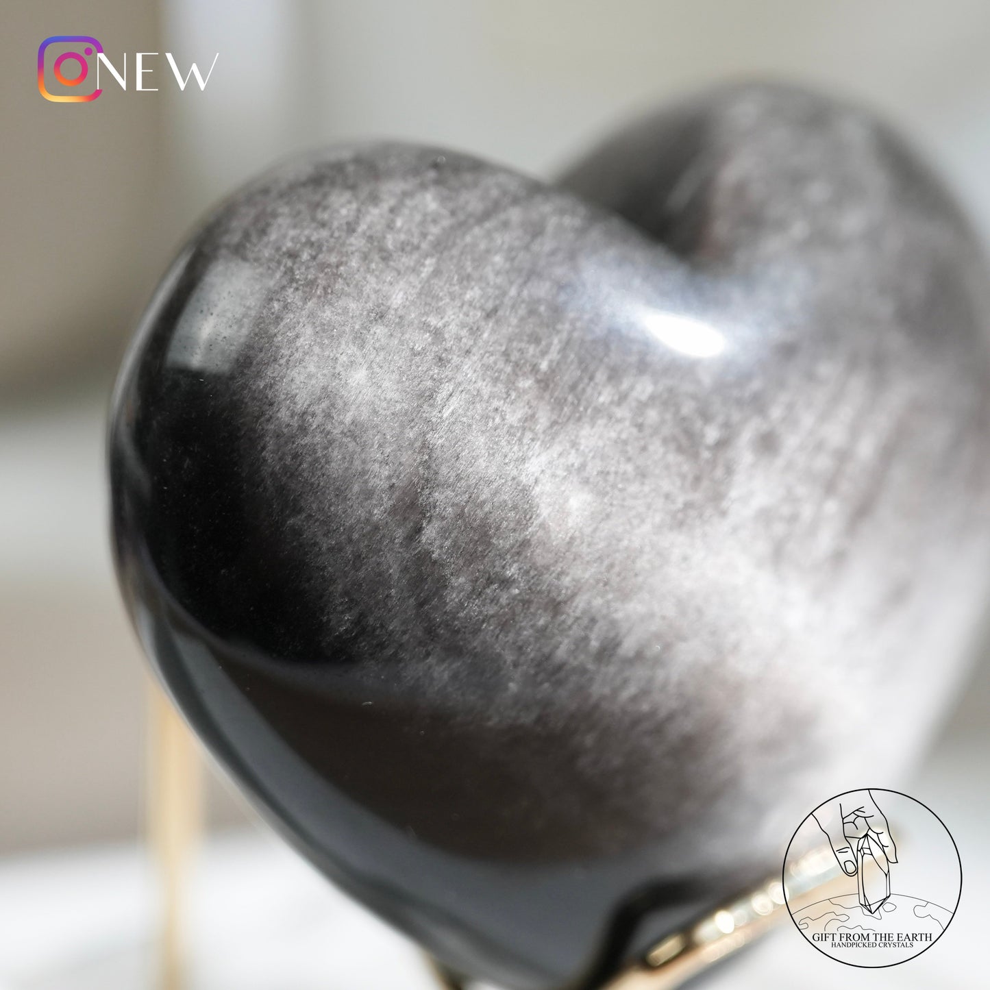 Silver sheen obsidian heart