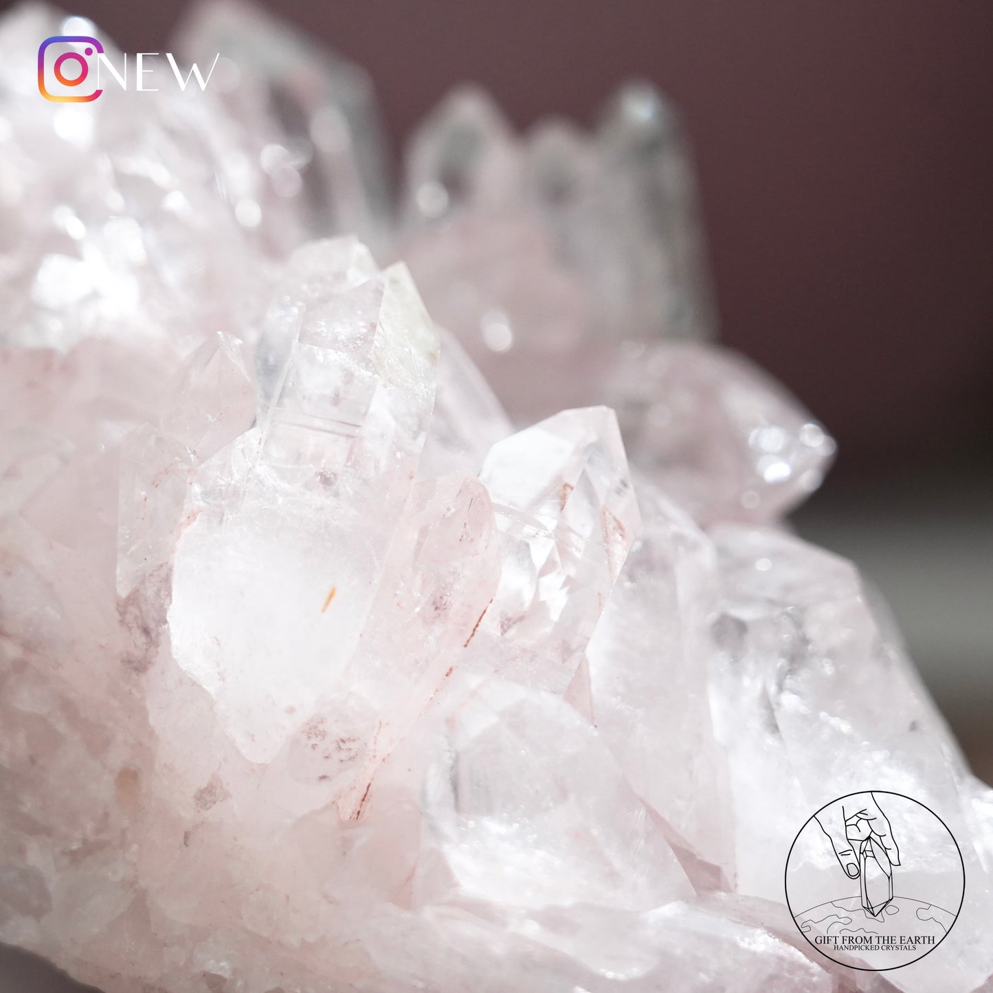 Colombian pink lemurian quartz cluster