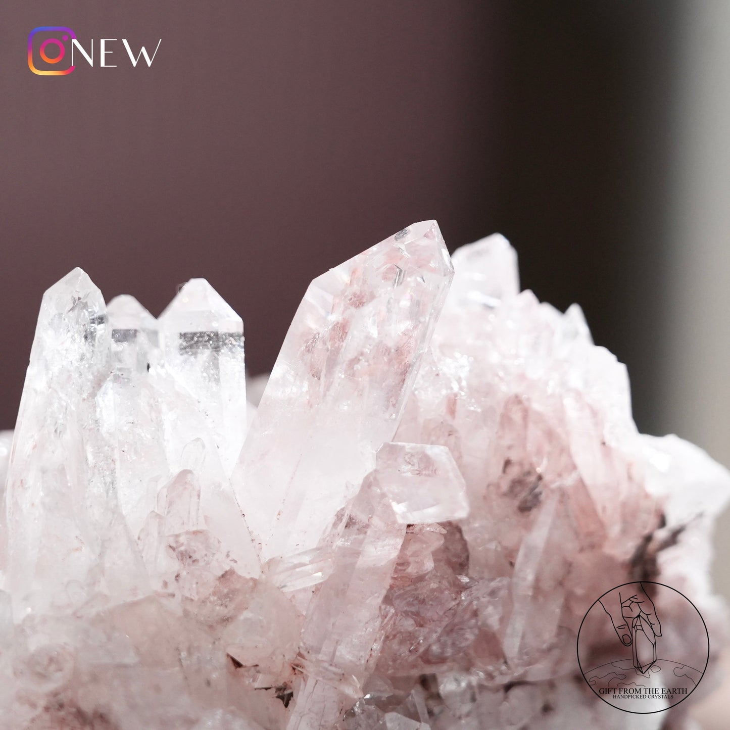 Colombian pink lemurian quartz cluster