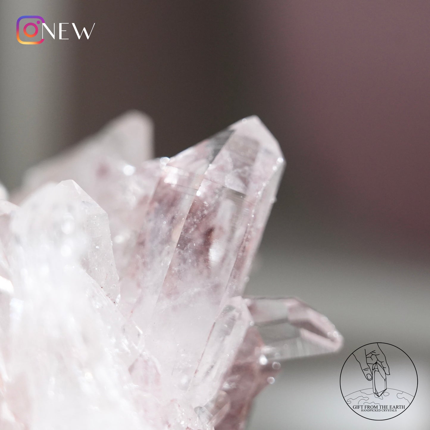 Colombian pink lemurian quartz cluster