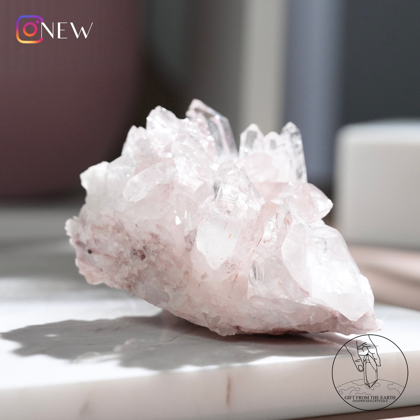 Colombian pink lemurian quartz cluster