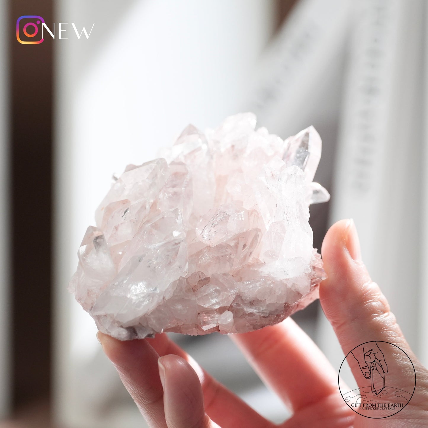 Colombian pink lemurian quartz cluster