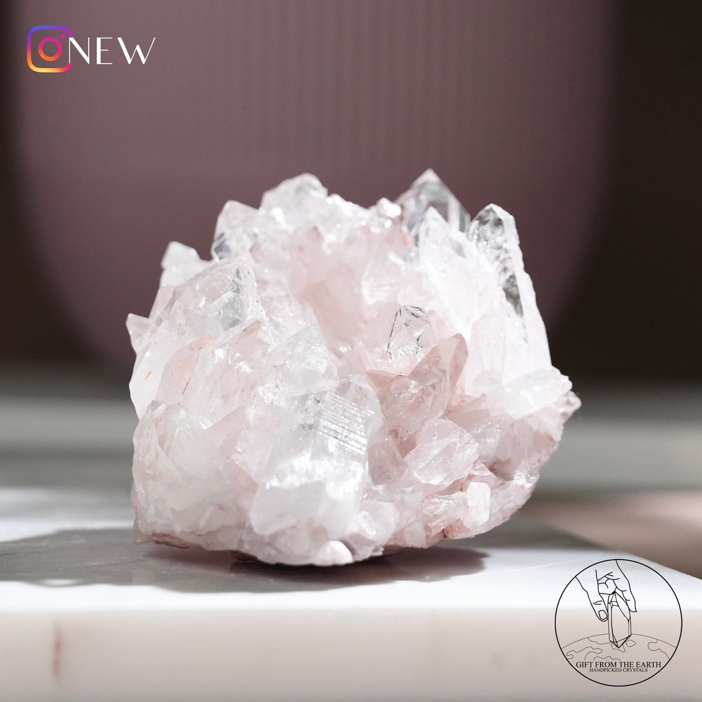 Colombian pink lemurian quartz cluster