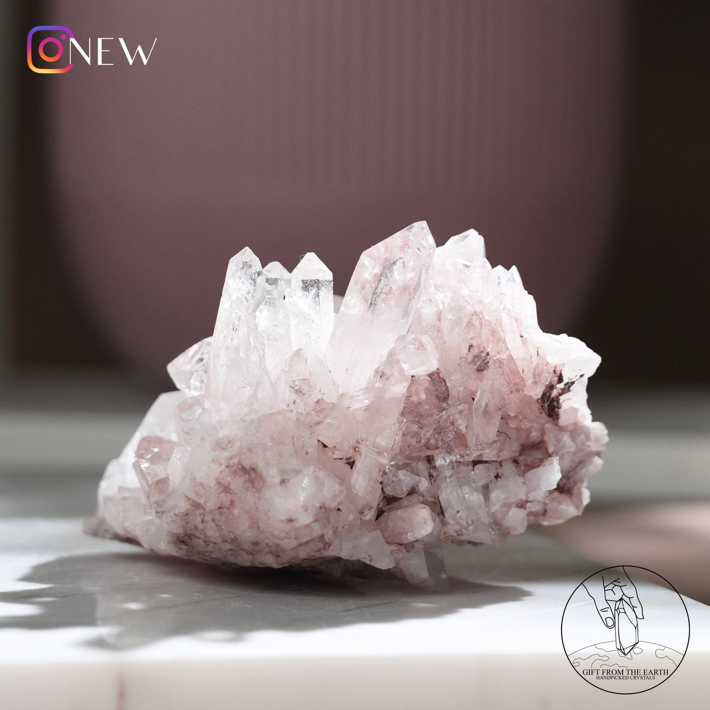 Colombian pink lemurian quartz cluster