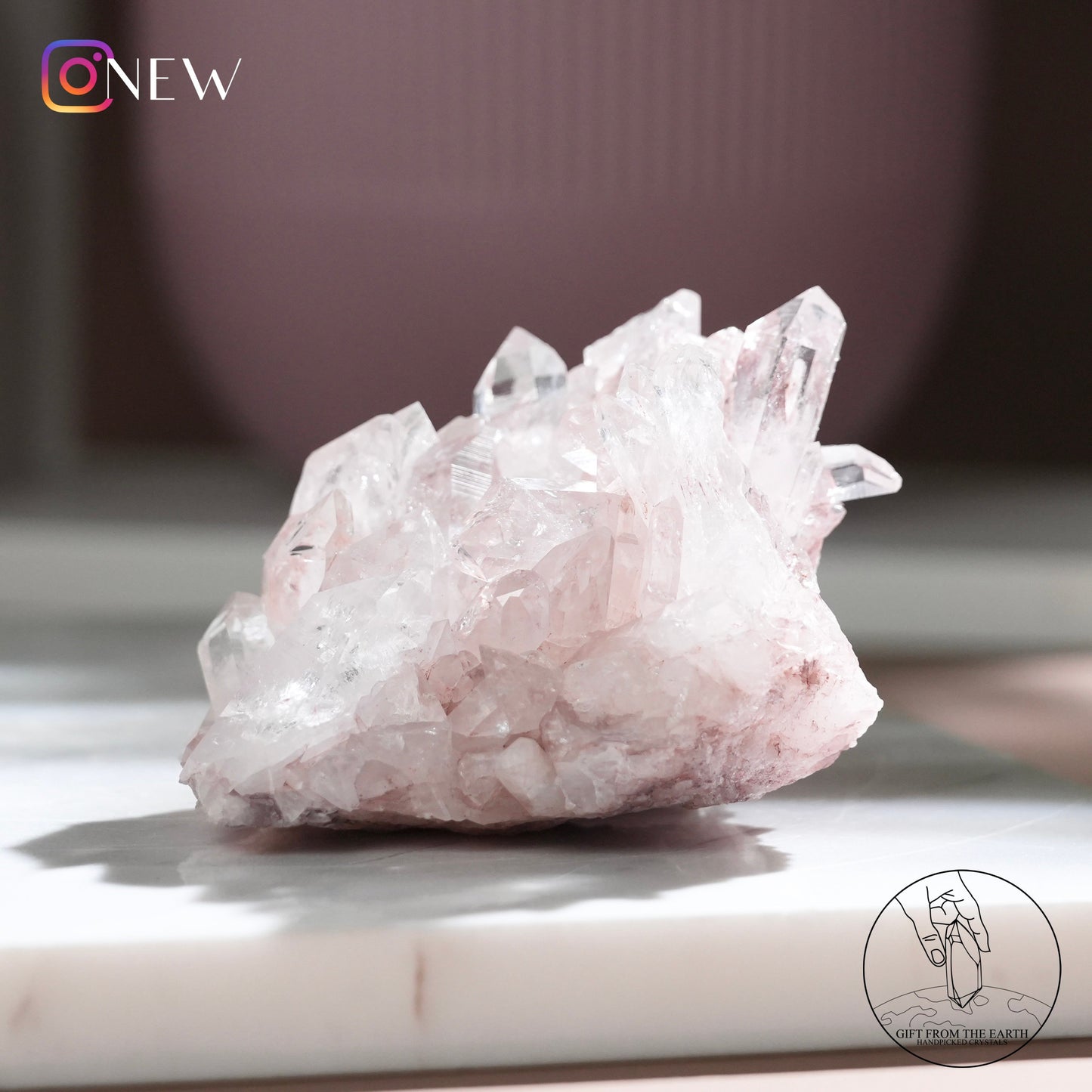 Colombian pink lemurian quartz cluster