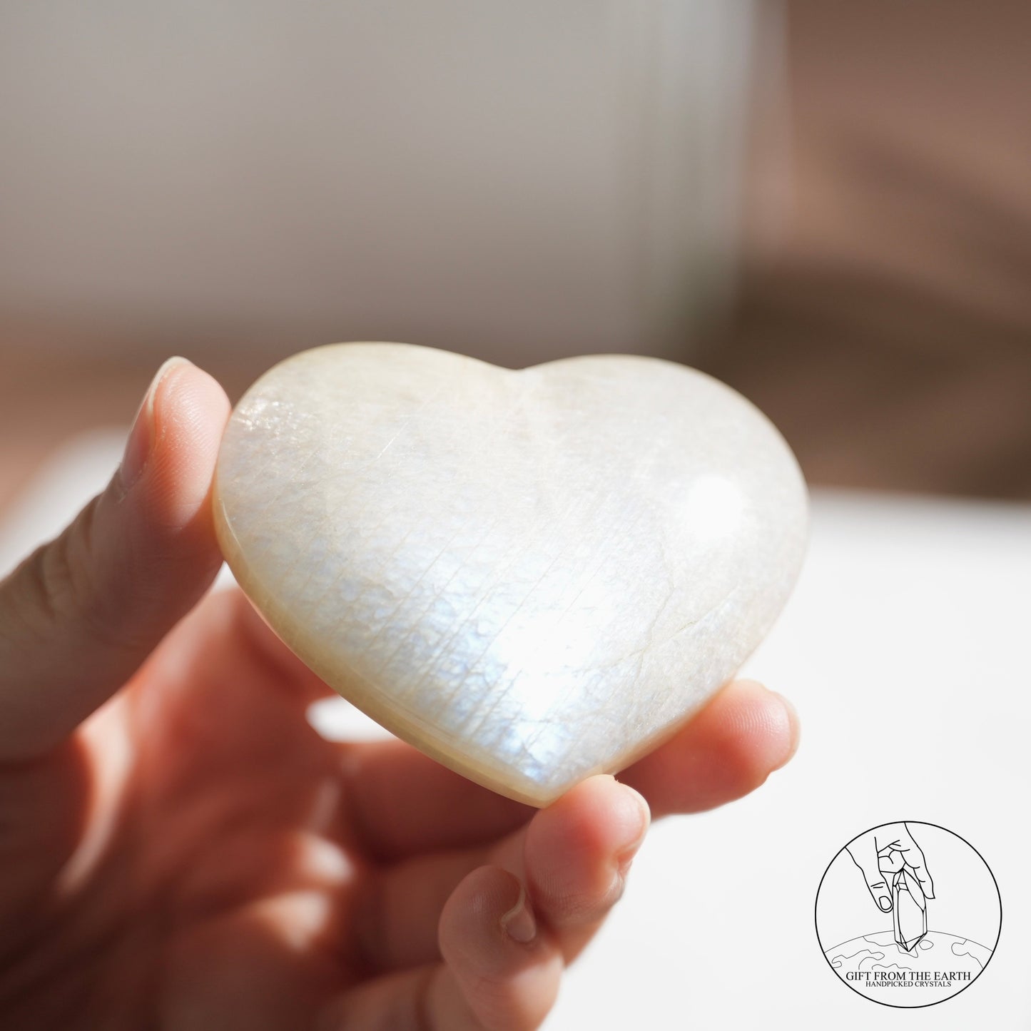 Sri Lankan white moonstone heart