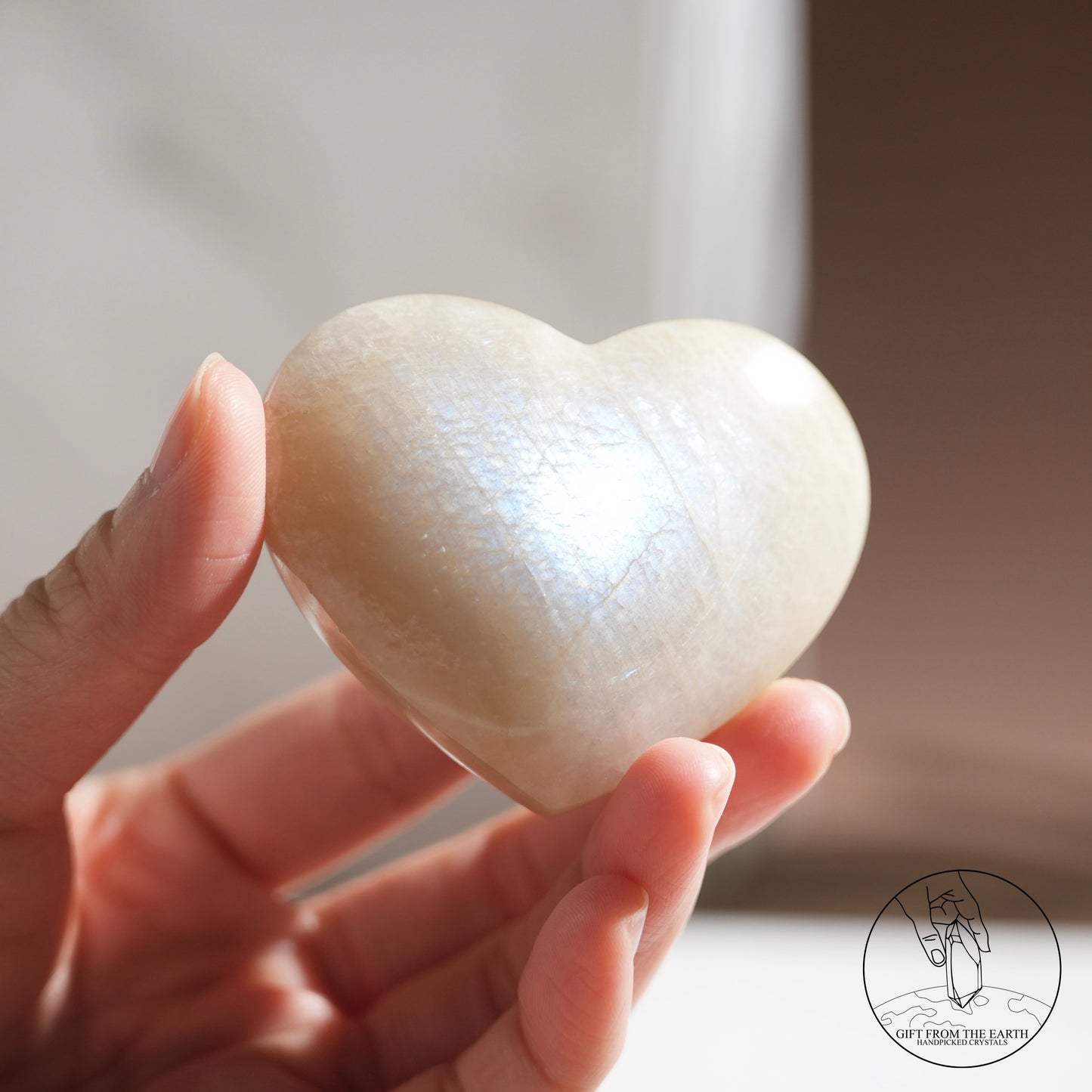 Sri Lankan white moonstone heart