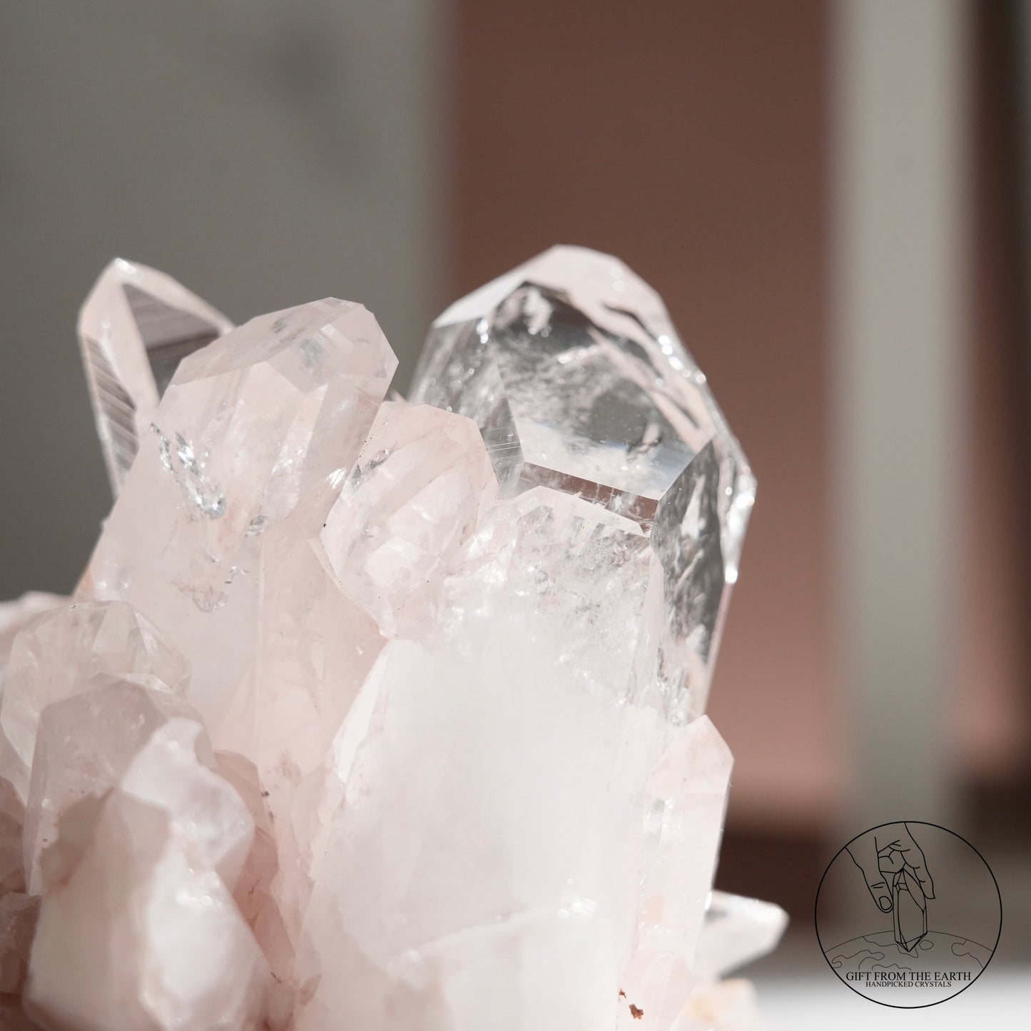 Colombian pink lemurian quartz cluster