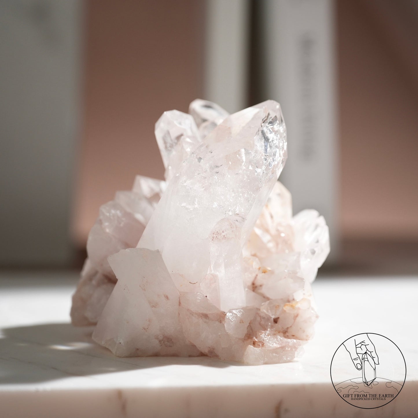 Colombian pink lemurian quartz cluster