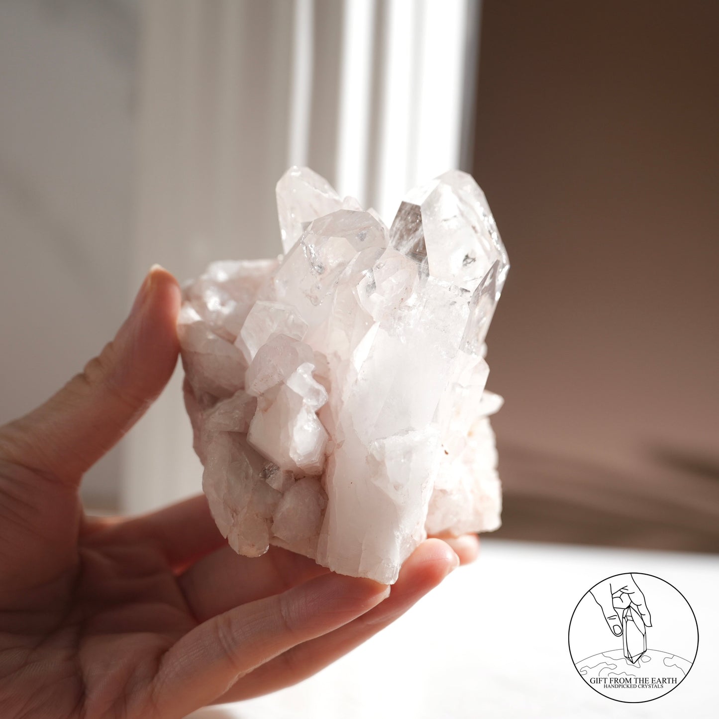 Colombian pink lemurian quartz cluster