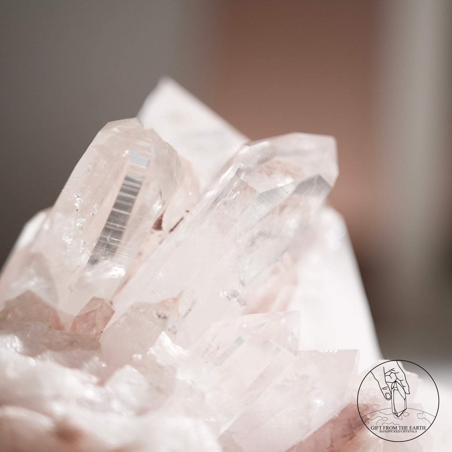 Colombian pink lemurian quartz cluster